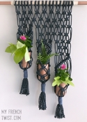 My French Twist Macramé Holder for 3 Plants